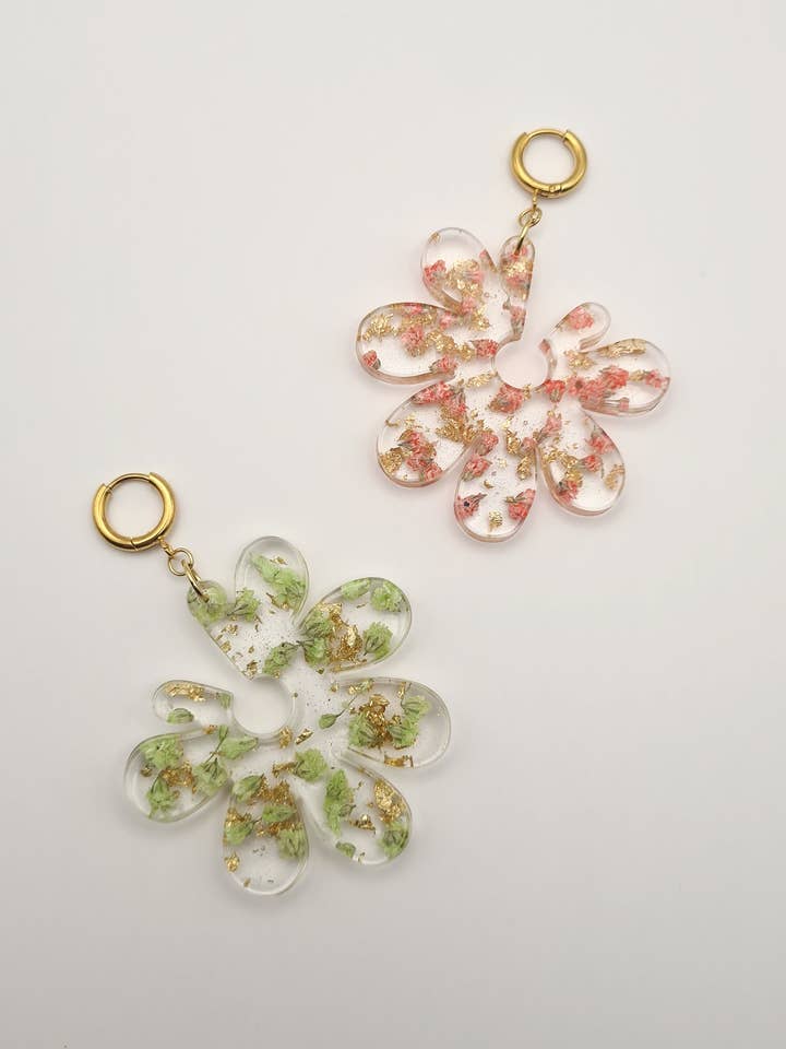 Strawberry Matcha Organic Fleur Earrings for wholesale by CH Design