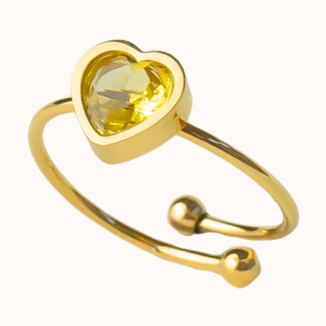 November Birthstone Heart Ring - Citrine for wholesale by Blue Buddha Jewelry
