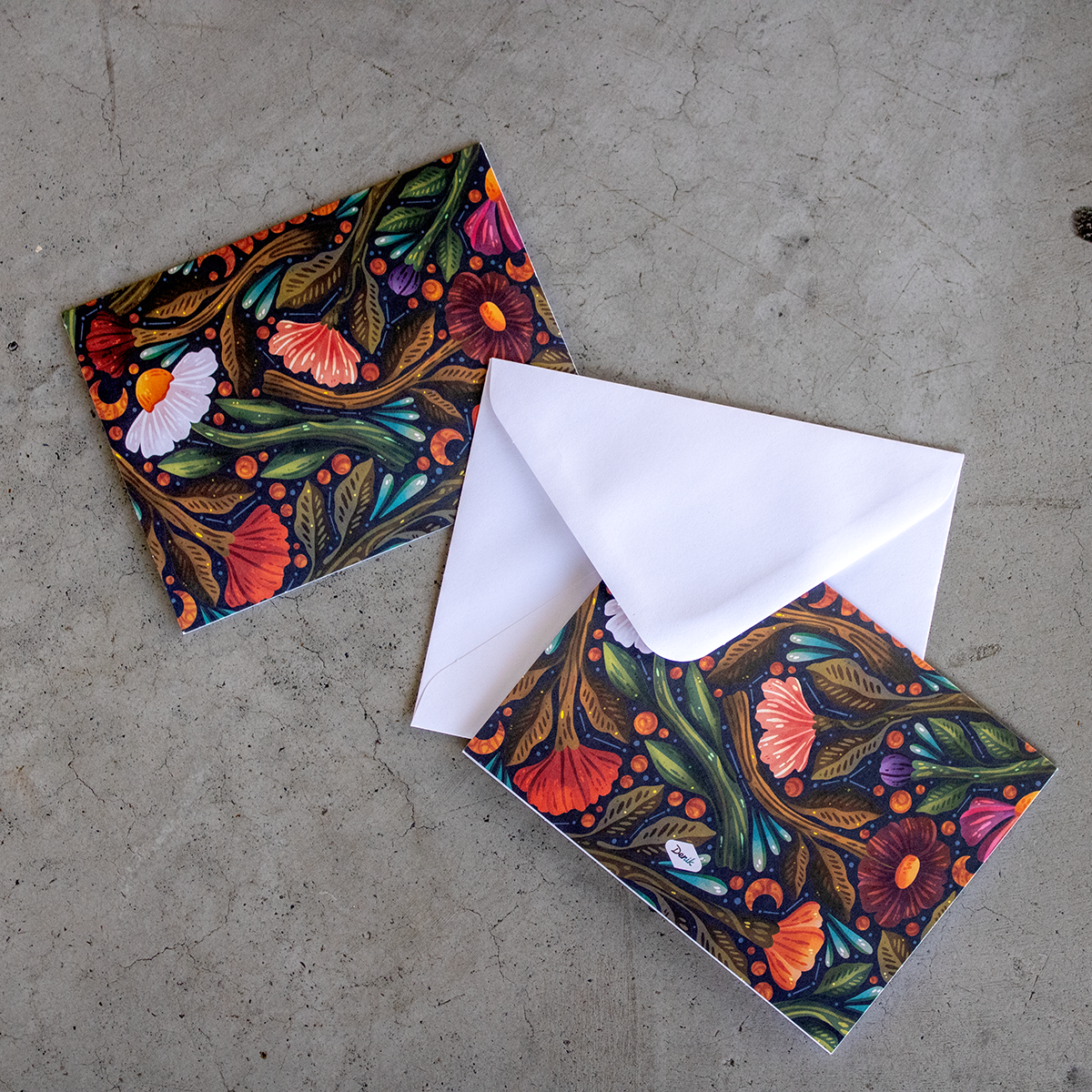 Denik – Engroshandel Brevpapir/sæt med noteskort – Nightsky Floral Notekort2