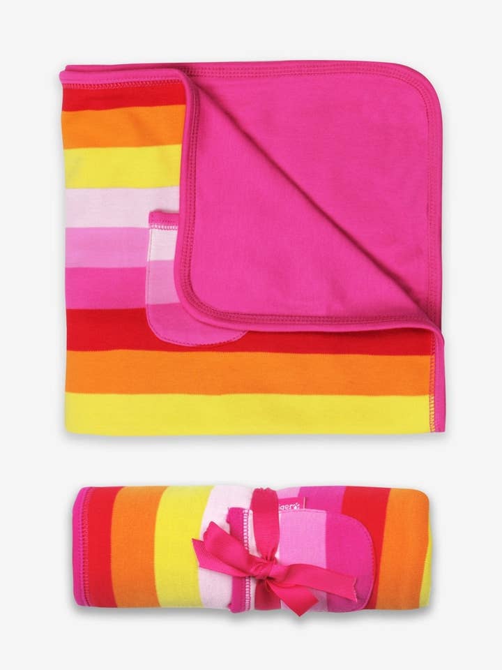 Ekologisk bomullsbabyfilt med färgglada ränder för wholesale av Toby Tiger GmbH