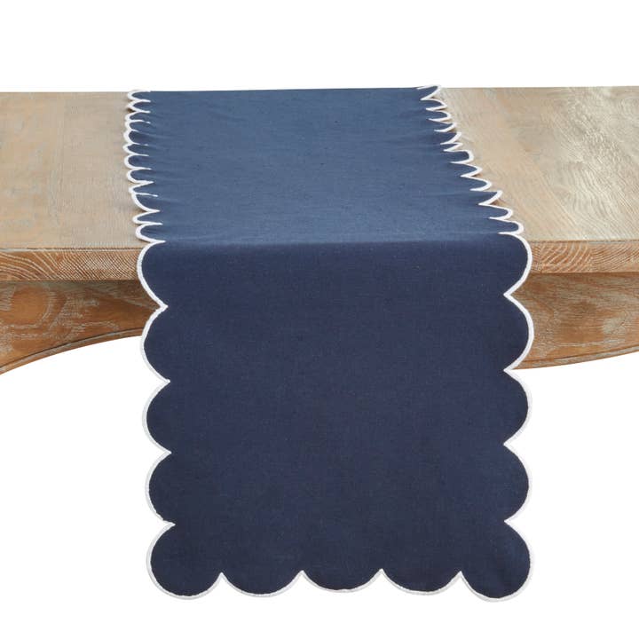 Saro Lifestyle - Wholesale Table runner - Cotton Scalloped Table Runner10