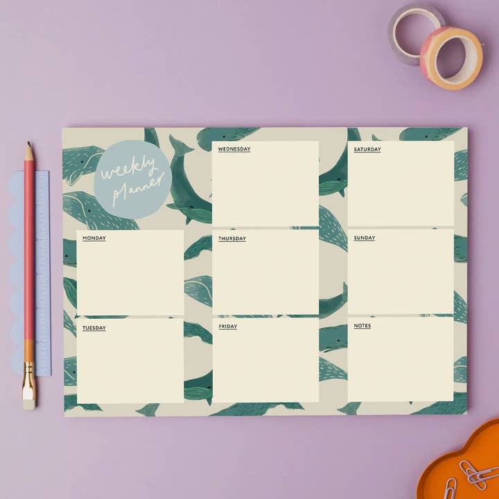 A4 Weekly Planner - Whales for wholesale by Plewsy