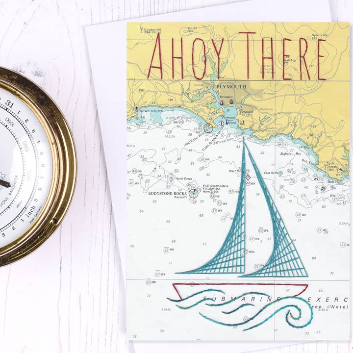 Ahoy There Greetings Card for wholesale by NaviStitch