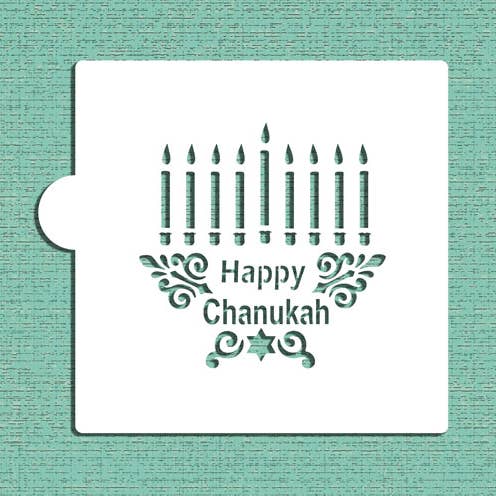 Pochoir pour biscuits et artisanat Happy Hanukah Menorah CM080 pour la vente par Designer Stencils