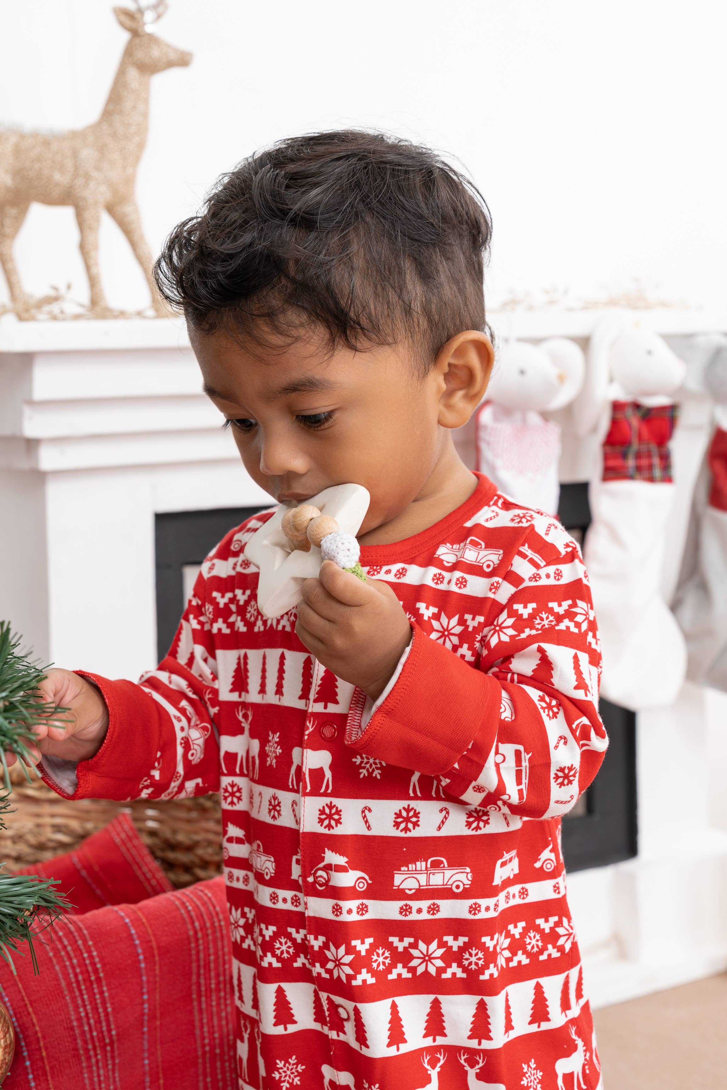 Tikiri Toys LLC - Wholesale Teether (Not Clip-On) - Baby - Holiday Star Natural Rubber Teether w/Wooden & Crochet Balls1