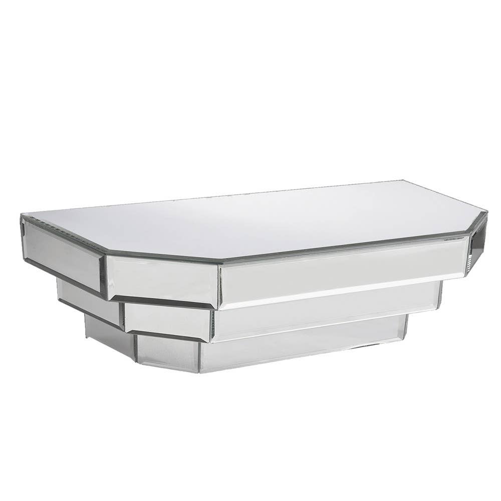 HomeRoots - Wholesale Wall Mounted Shelf - 16" Silver Mirrored Glass Hanging Dimensional Floating Shelf1