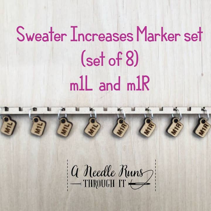 M1L & M1R Increases - Stitch Markers (set of 8) for wholesale by A Needle Runs Through It