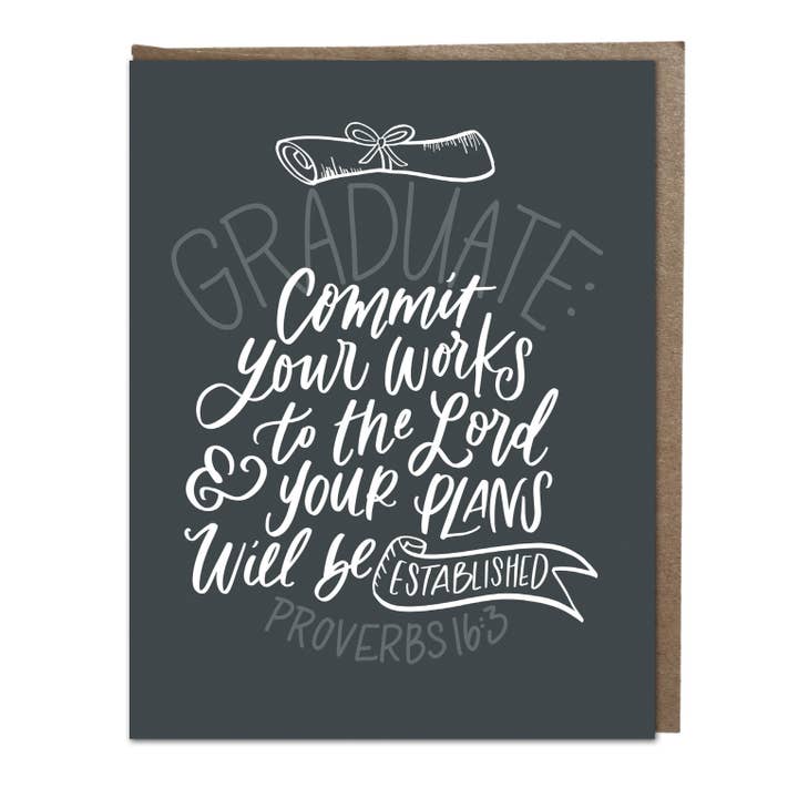 "Graduate, Commit Your Works to the Lord" card for wholesale by Krystal Whitten Studio