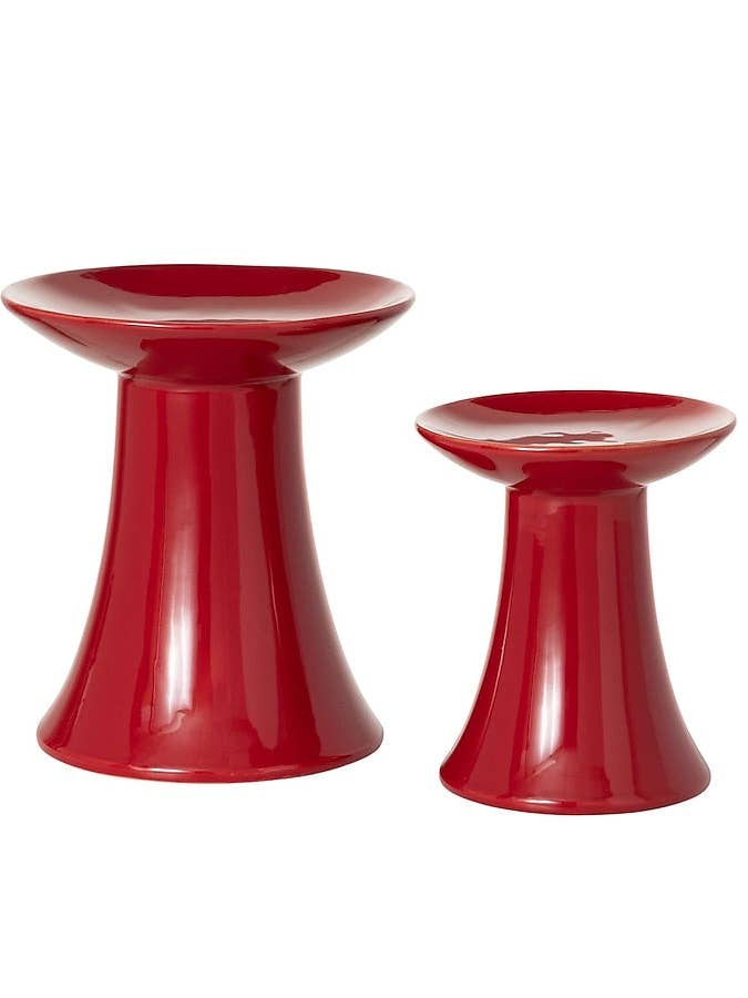 Portacandele alti rossi - Set di 2 per la vendita all'ingrosso da parte di Flair Interiors