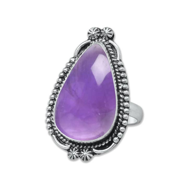 Handmade Jewels - Wholesale Cocktail/Statement Ring - Amethyst Rings for Women – Silver-Plated, Handmade, Deep Purple (US Sizes 6–10, Non-Adjustable)18