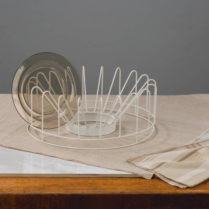 White Circular Plate Display Rack with 20 Slots for wholesale on Faire