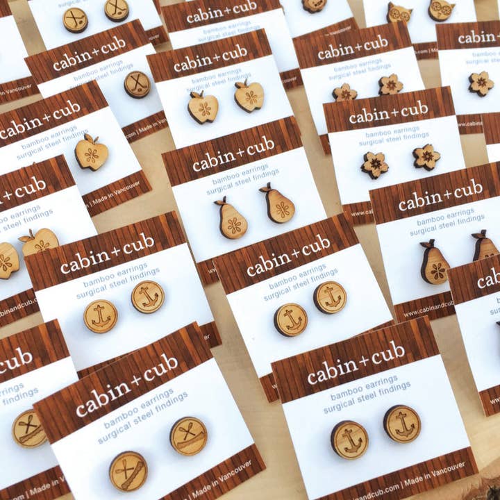 Cabin + Cub - Wholesale Stud/Post Earrings - Bamboo Wood Earrings - Beer Bottle1