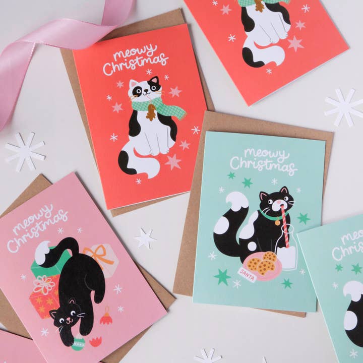 Hopscotch Paper Co. - Wholesale Christmas Card - Naughty Christmas Cats, Boxed Christmas Card Packs