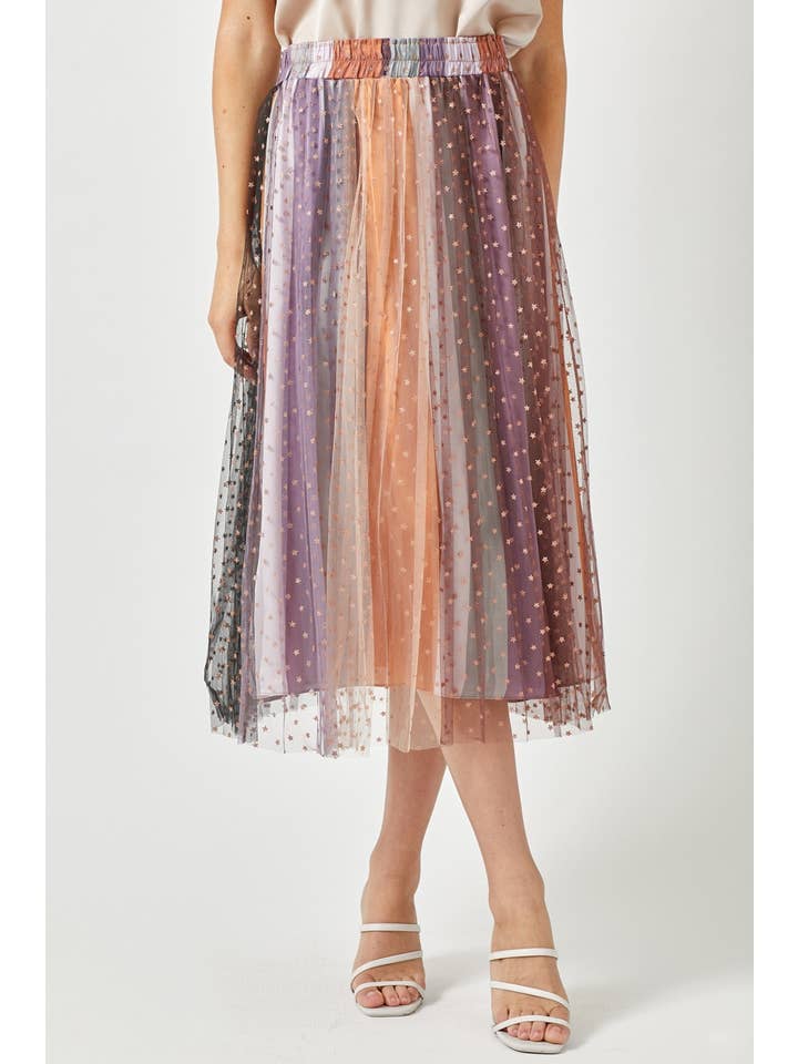 Pumpkin Lav 60357 Star Foiled Mesh Skirt for wholesale on Faire4