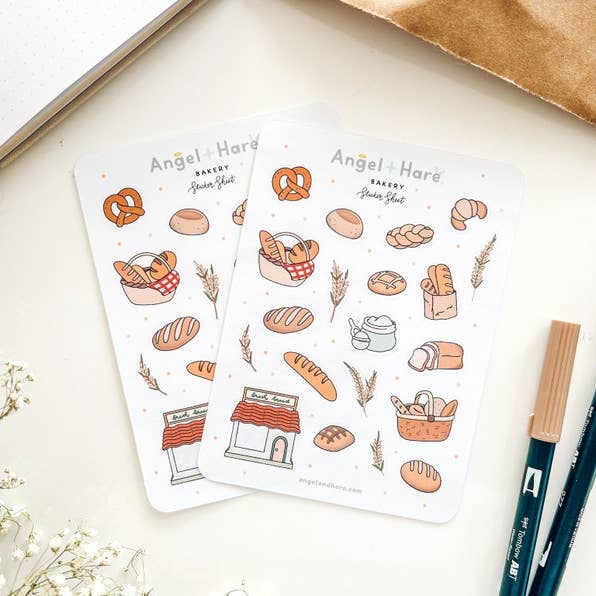 Folha Autocolante Padaria | Pão Autocolantes Pão Baguette por atacado de Angel + Hare