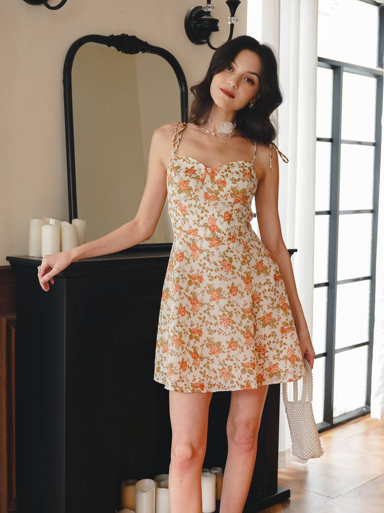 ROSIE POSIE – wholesale Klänning - Dam – RP2272 - Mjuk Orange Blommig Sommarklänning5