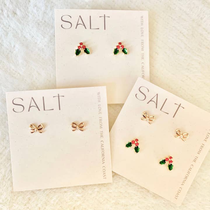 SALT by Sarah Curtis - Wholesale Stud/Post Earrings - CLASSIC CHRISTMAS STUD PACK | gold | holiday stud earrings