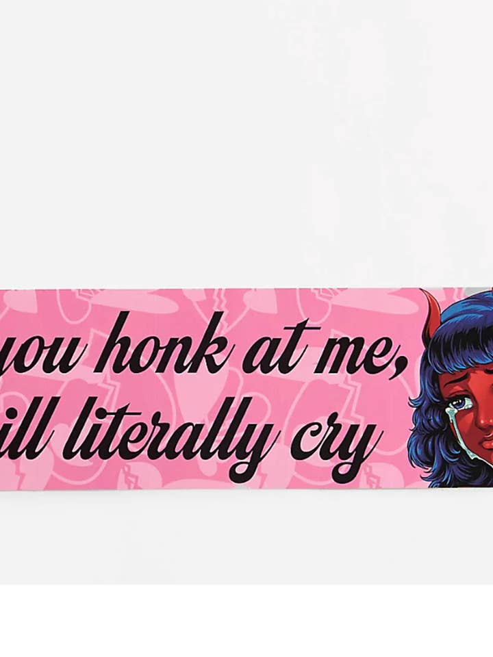 Literally Cry Bumper Sticker for wholesale by Broken Promises Co.