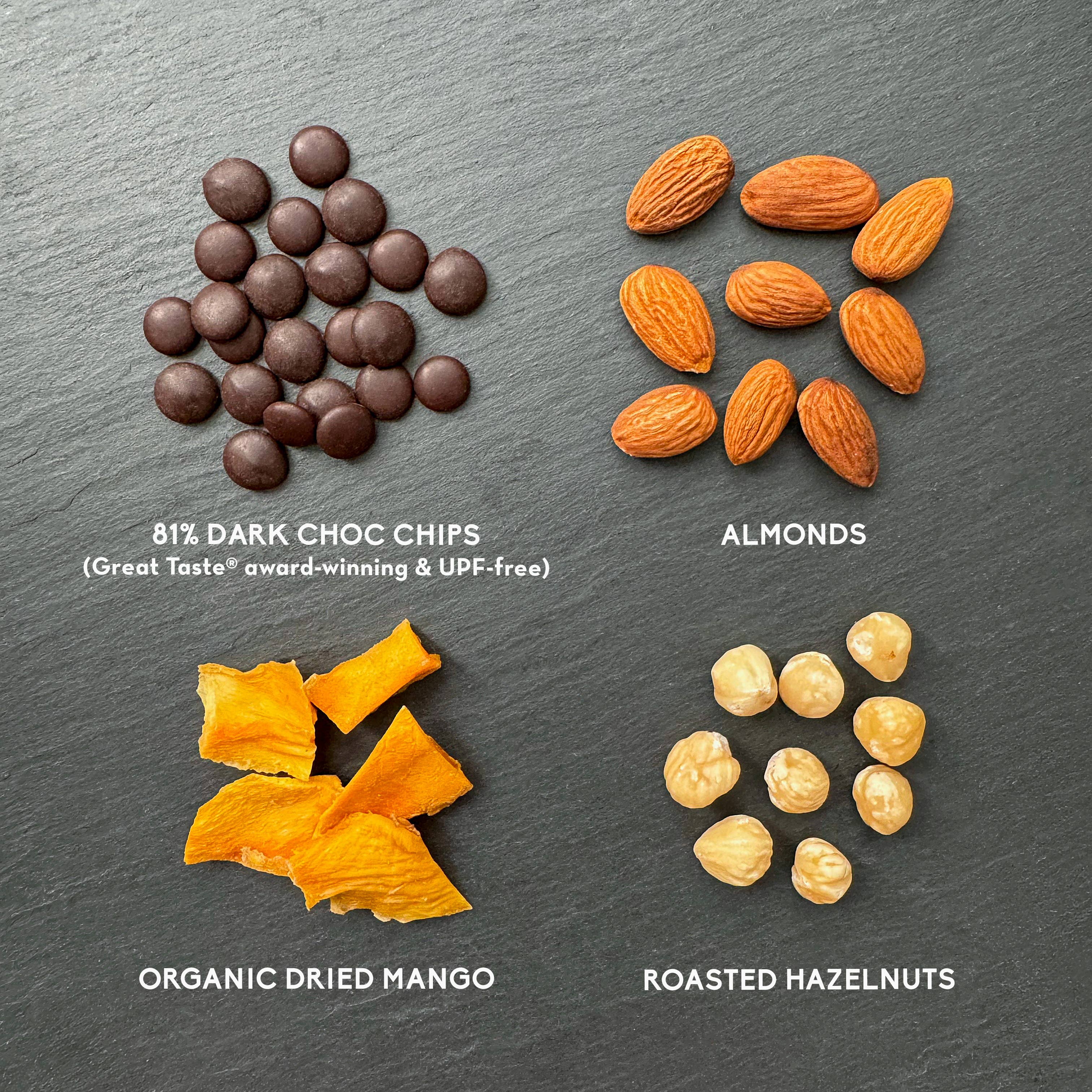 Nibble Simply – wholesale Trail mix – CHOCCY HAZELNUT MANGO MIX, 32g (HFSS-compliant, UPF-free)6