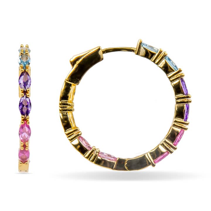 Pendientes Luxenter de Plata de Ley 925 y Circonita Multicolor acabado oro 18k - Zynsi para venta al por mayor de Luxenter