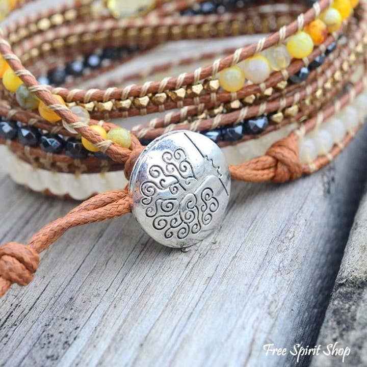 Free Spirit Shop - Wholesale Beaded Bracelet - Natural Sunny Citrine Gemstone Wrap Bracelet
