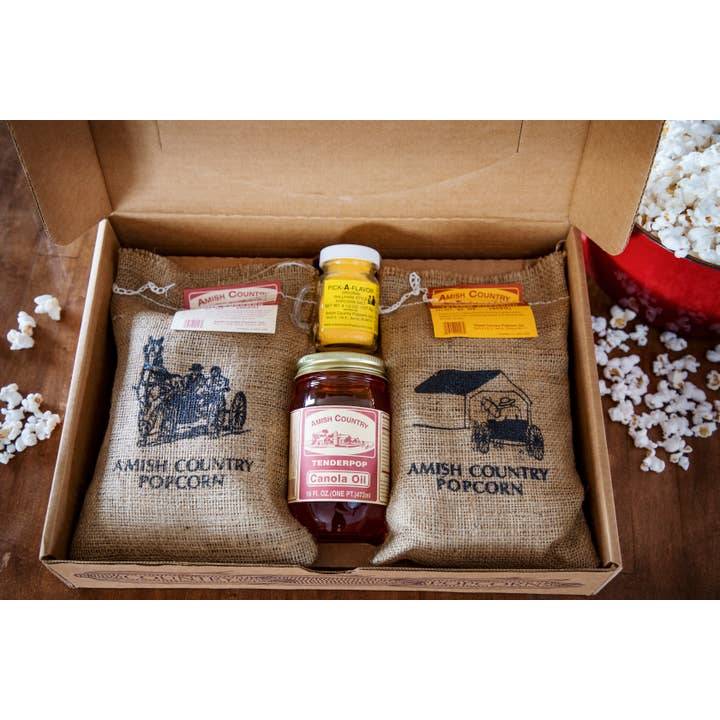 Amish Country Popcorn - Wholesale Gift Box - Burlap Gift Box