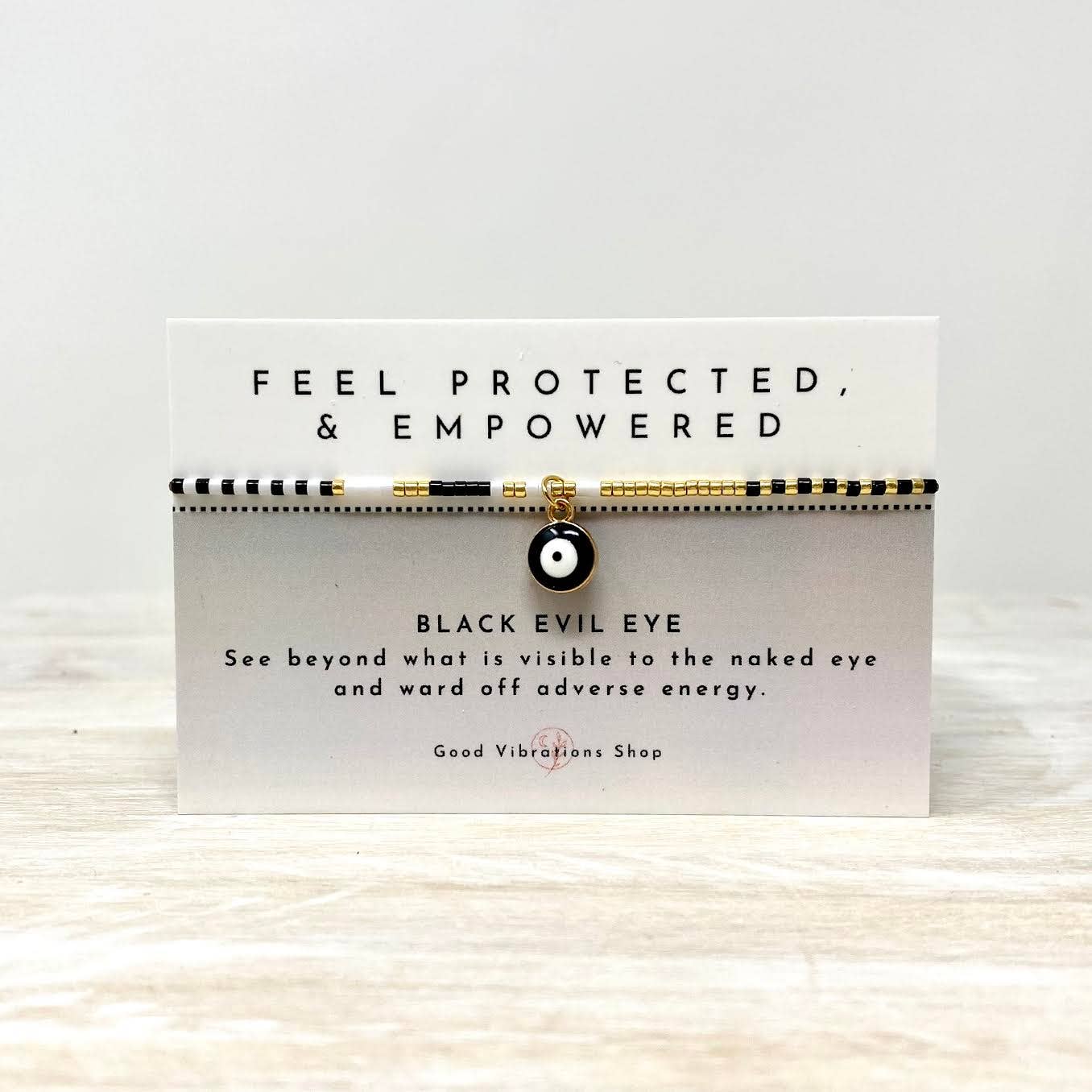Good Vibrations Shop - Wholesale Beaded Bracelet - Eye of Protection Bracelet ⎮ Black