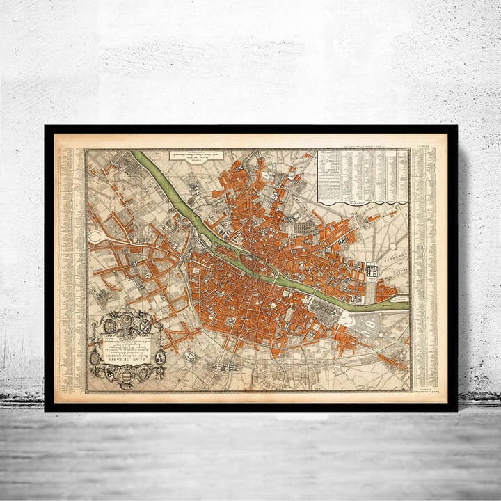 Old Map of Paris 1744 Vintage Map of Paris | Vintage Map Wall Art Print for wholesale by OldCityPrints - Old Maps and Posters