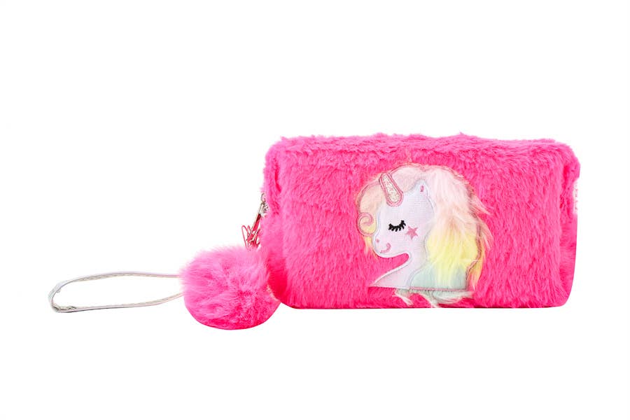 Nima Accessories Inc – wholesale Make-up/cosmetic bag – Ladies Unicorn Theme Faux Fur Cosmetic Bag0