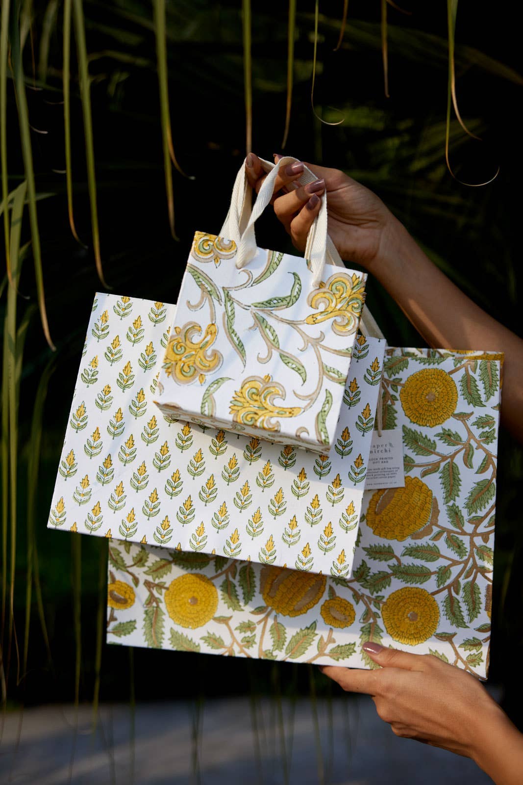 Paper Mirchi - Wholesale Gift Bag - Hand Block Printed Gift Bags (Small) - Sunshine13