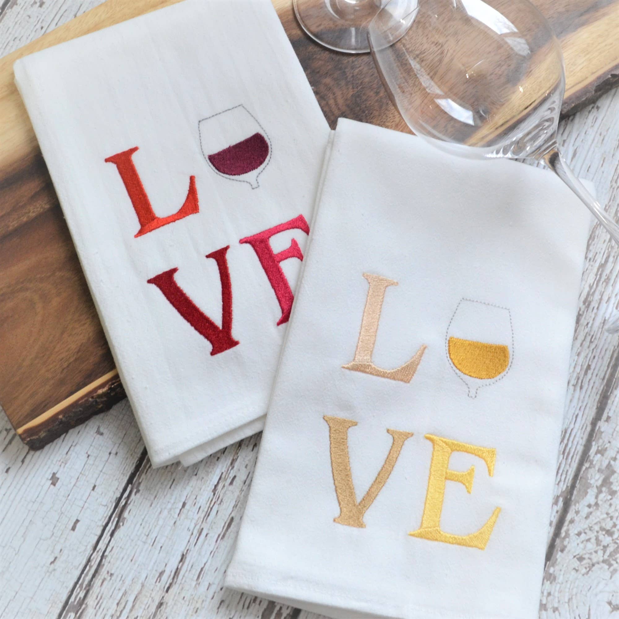 SewMuchMoreStore - Wholesale Tea Towel - Wine LOVE Tea Towel - Embroidered Floursack Towel15