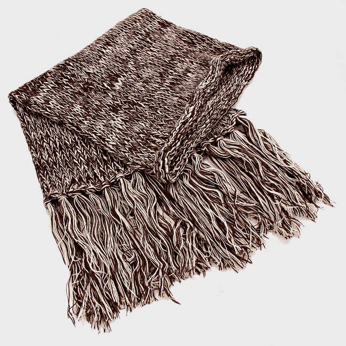 Sensibling Corp. – Großhandel Schal – Damen – Zweifarbiger Strickschal mit Fransen6