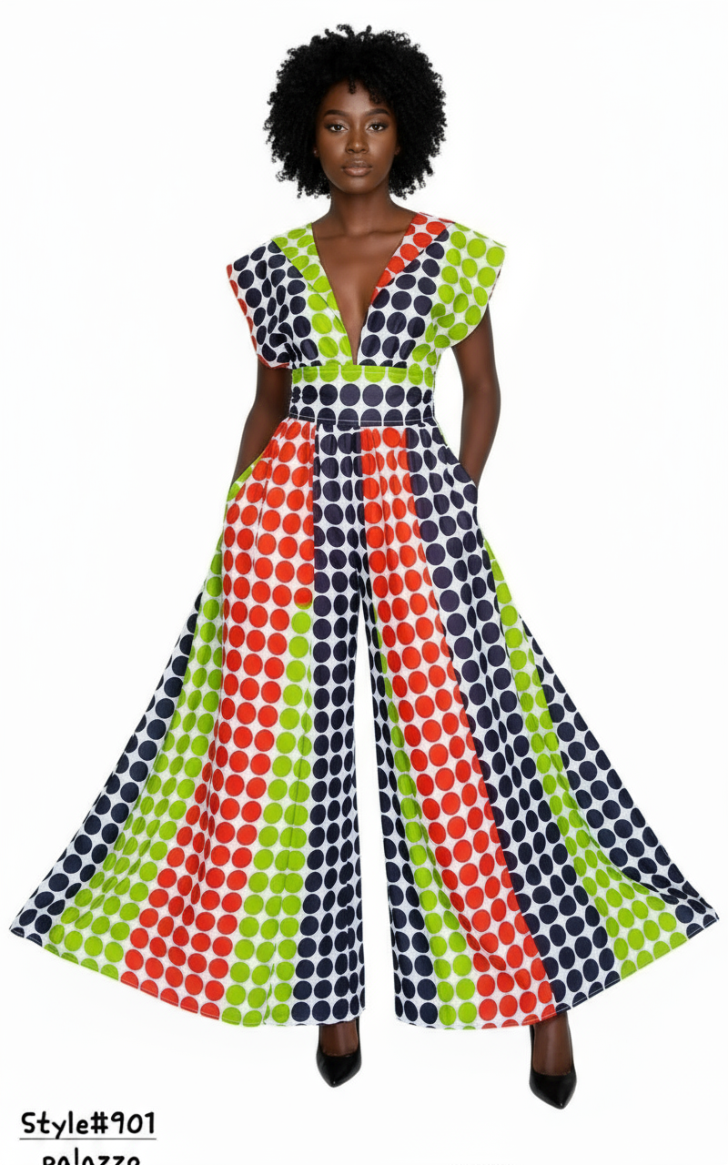 India Batik - Wholesale Jumpsuit - Dames - 901- Infinity Palazzo/Romper/Jumpsuit- Meerdere polkadot0