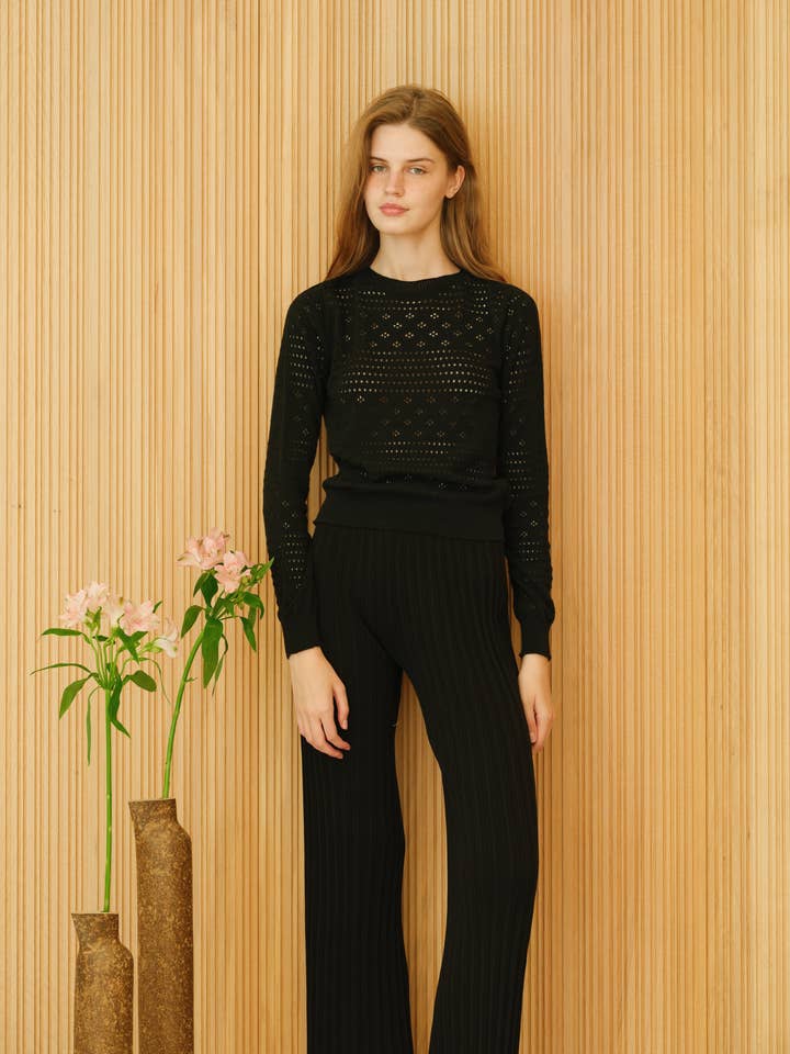 Lèmme - Wholesale Knit Sweater - Women's - Fine Cotton Pointelle Sweater (3D-Knit)15