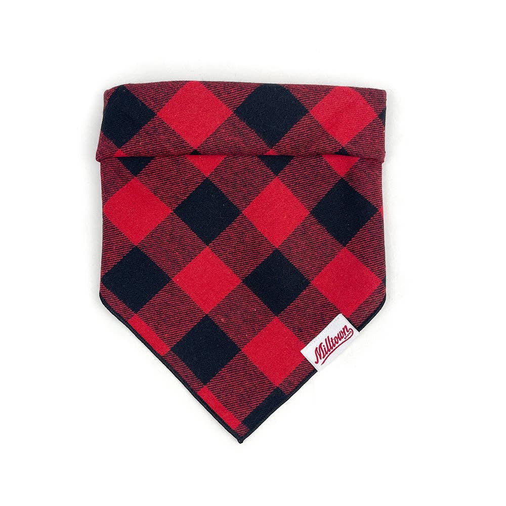 Milltown Brand - Vente Bandana – chien - Bandana carré pour chien - Plaid classique en forme de buffle rouge