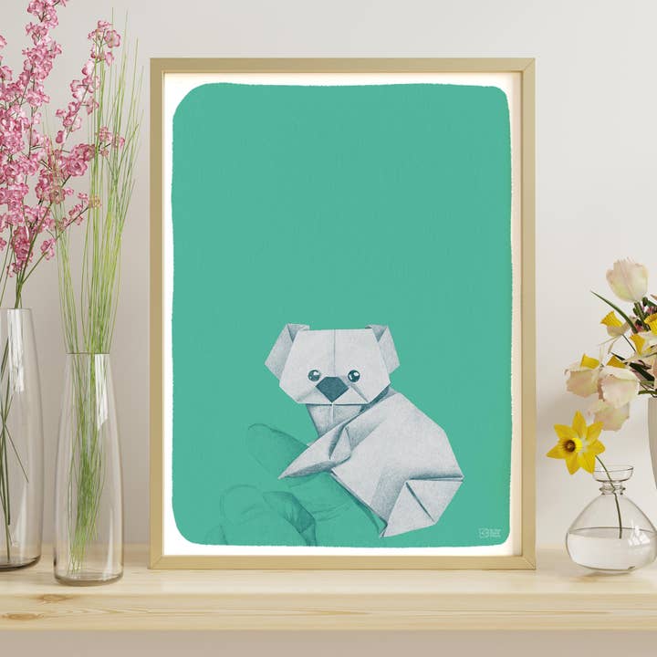Origami koala japansk kunstplakat til vægindretning for engroshandel hos le murmure des murs
