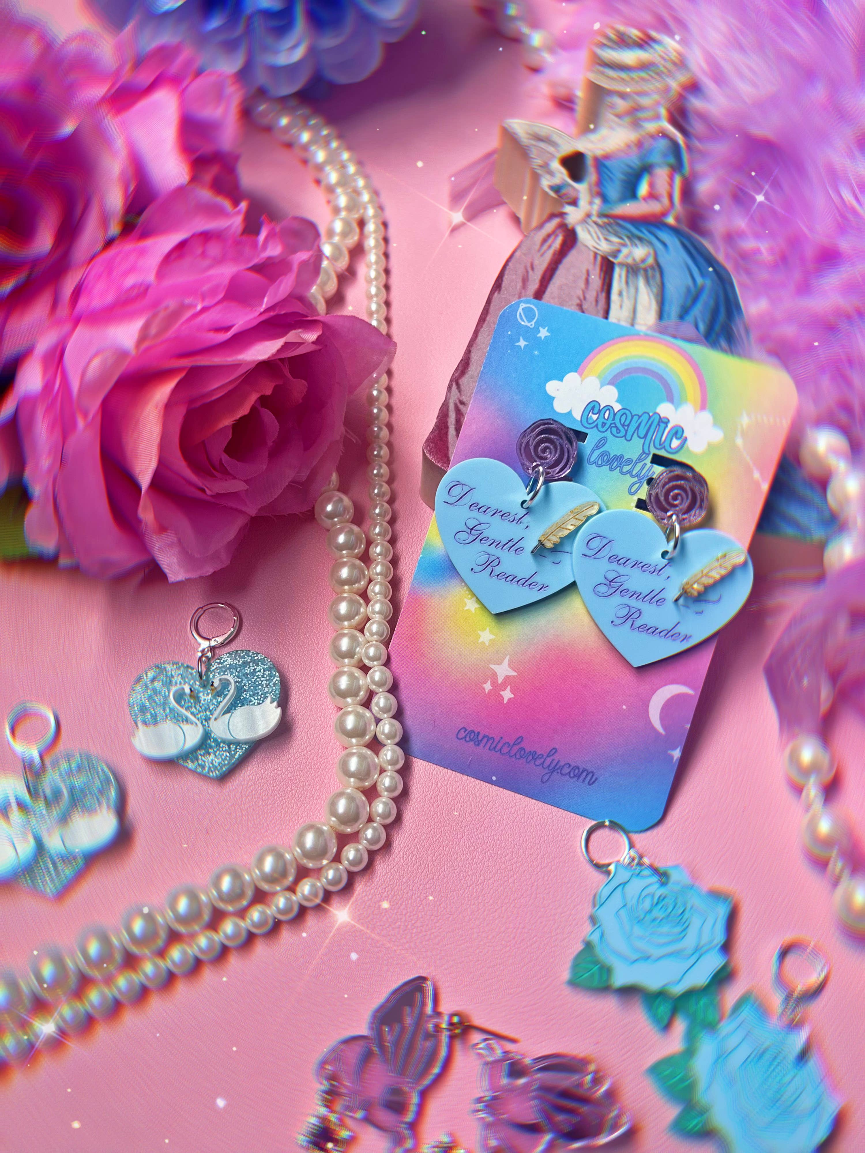 Cosmic lovely - Wholesale Dangle Earrings - Dearest Gentle Reader Heart Earrings 2