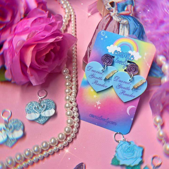 Cosmic lovely - Wholesale Dangle Earrings - Dearest Gentle Reader Heart Earrings 2