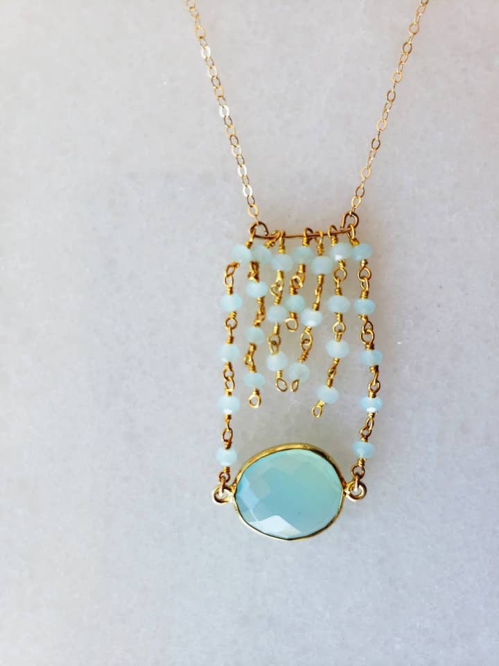 Jessica Gold Necklace in Chalcedony for wholesale by A Blonde and Her Bag