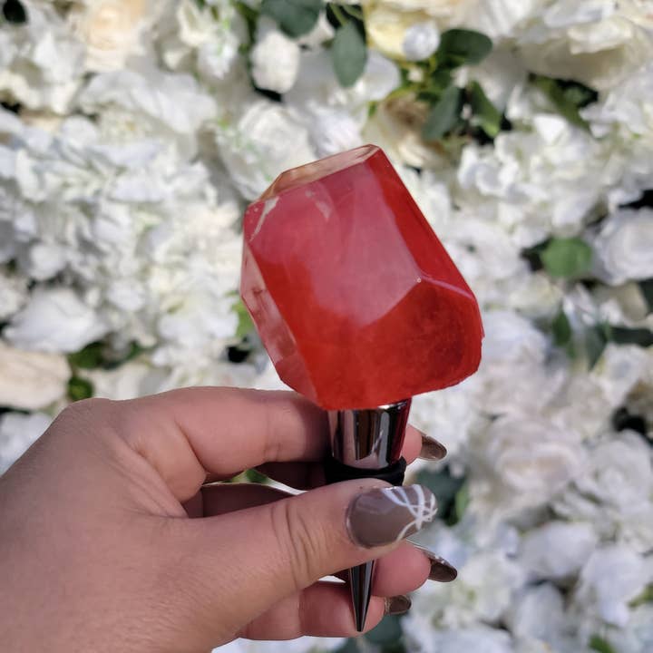 Faux Agate Resin Wine Stoppers | Stainless Steel Cork | Pink & Red for wholesale by Nony Design Company