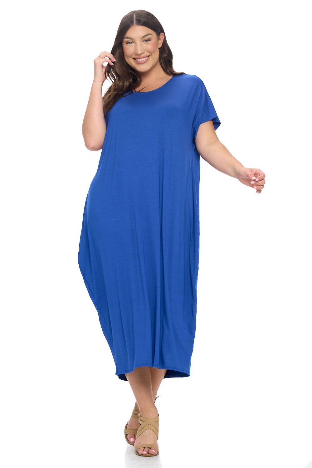 Allium - Wholesale Dress - Women's - Plus Size Cocoon Maxi Dress with Dolman Sleeves4