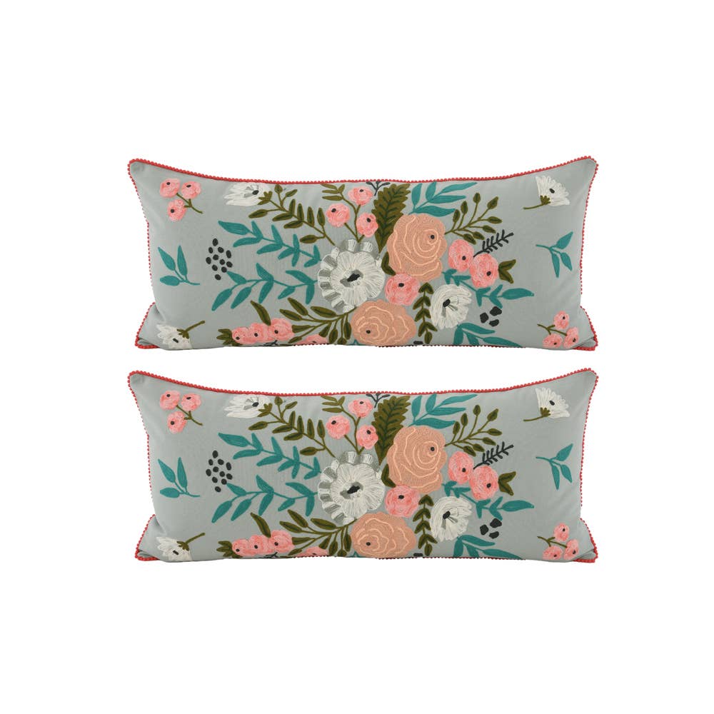 Karma Living - Venta al por mayor Cojín decorativo - 2ABFLCC1636_GYRD Set/2 ALMOHADAS DE LONA RETRO FLORAL DE 16 X 36 PULGADAS3