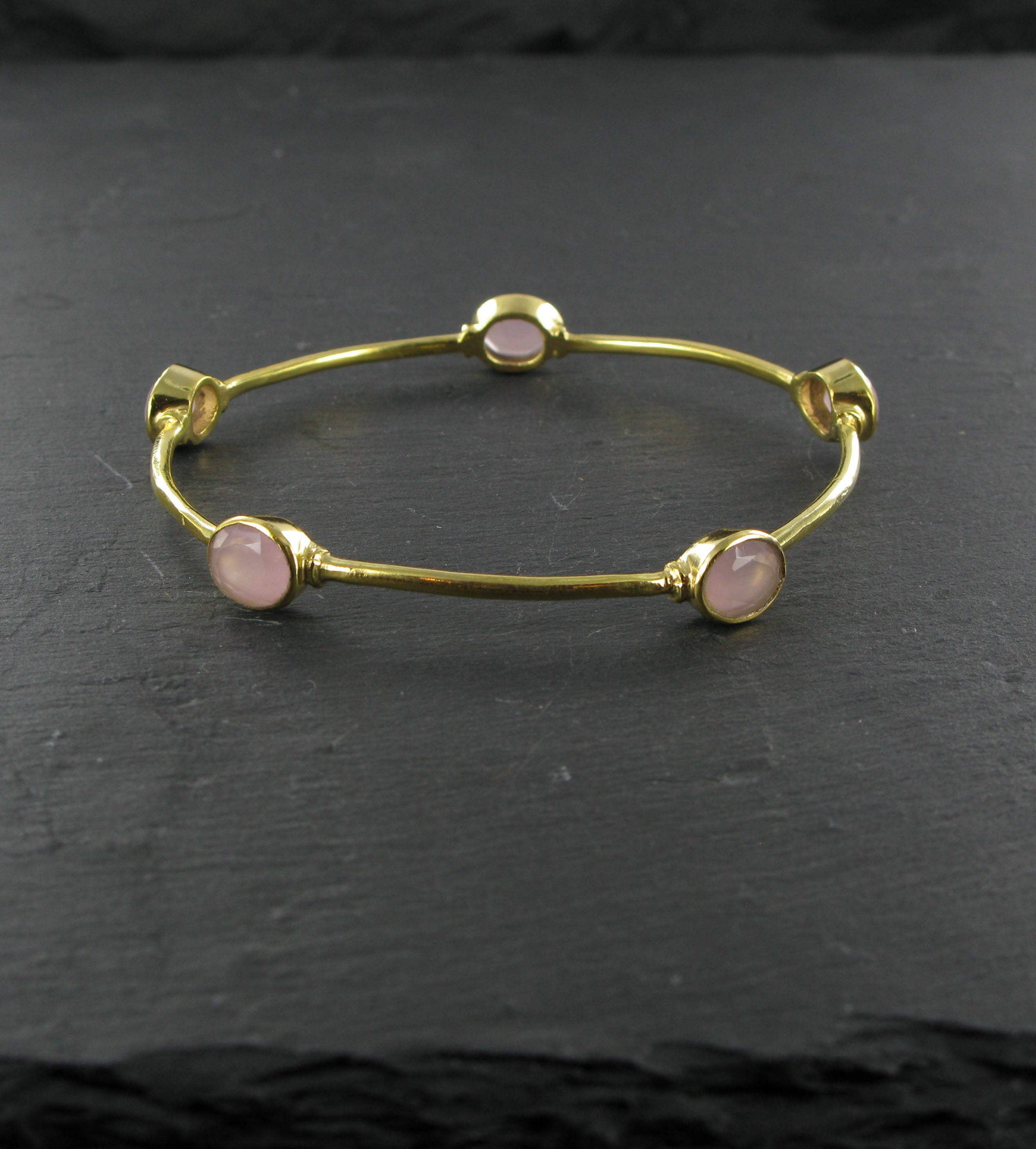 Siren Silver Ltd - Wholesale Bangle Bracelet - Oval Faceted Stone and Brass Bangle5