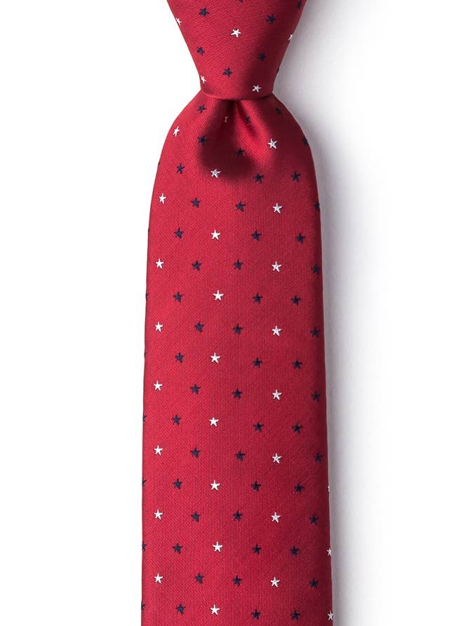Stars Extra Long Tie by Wild Ties - Red Microfiber for wholesale by Wild Ties