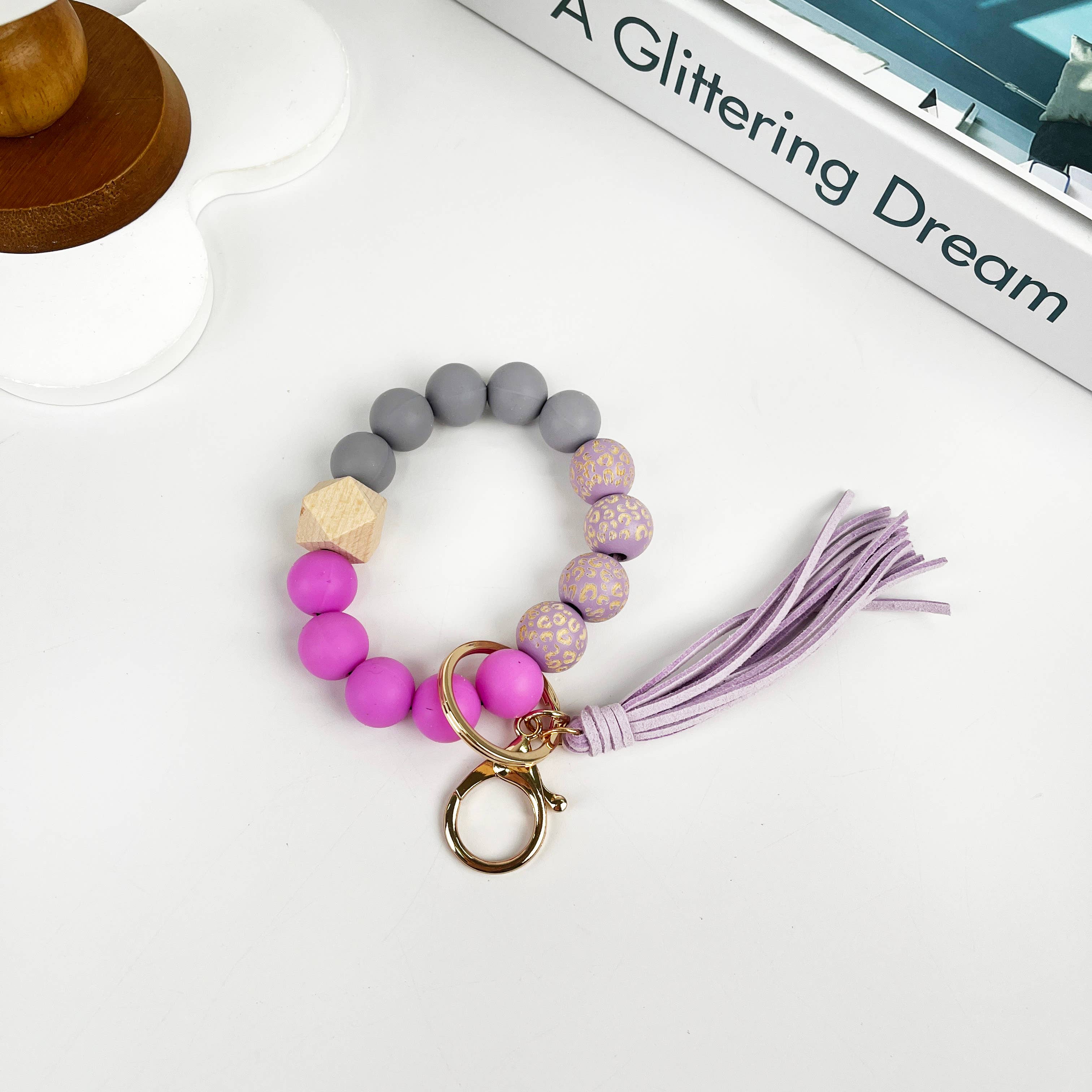 SoapElenGlen - Vendita all'ingrosso Bracciale portachiavi - Bracciale con perline di legno e silicone con portachiavi da polso6