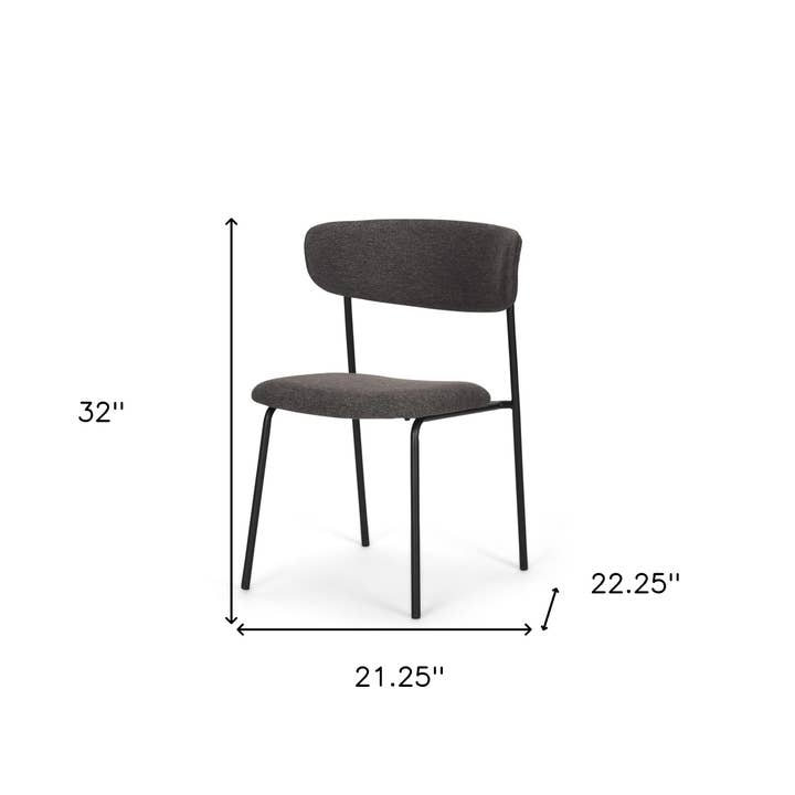 HomeRoots - Wholesale Chair - Gray and Black Upholstered Fabric And Metal Open Back Dining Side Chair2