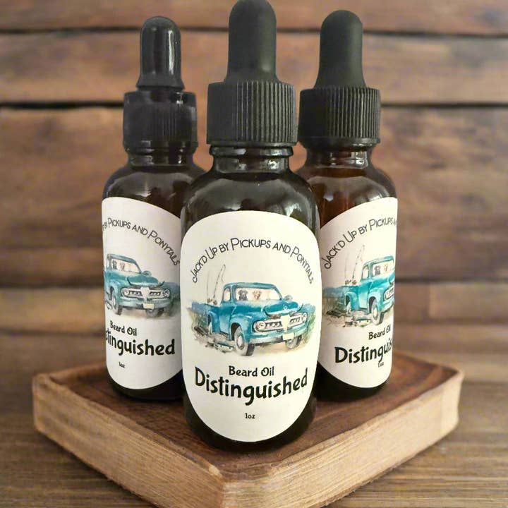 Huile à Barbe Distinguée pour la vente par Pickups And Ponytails