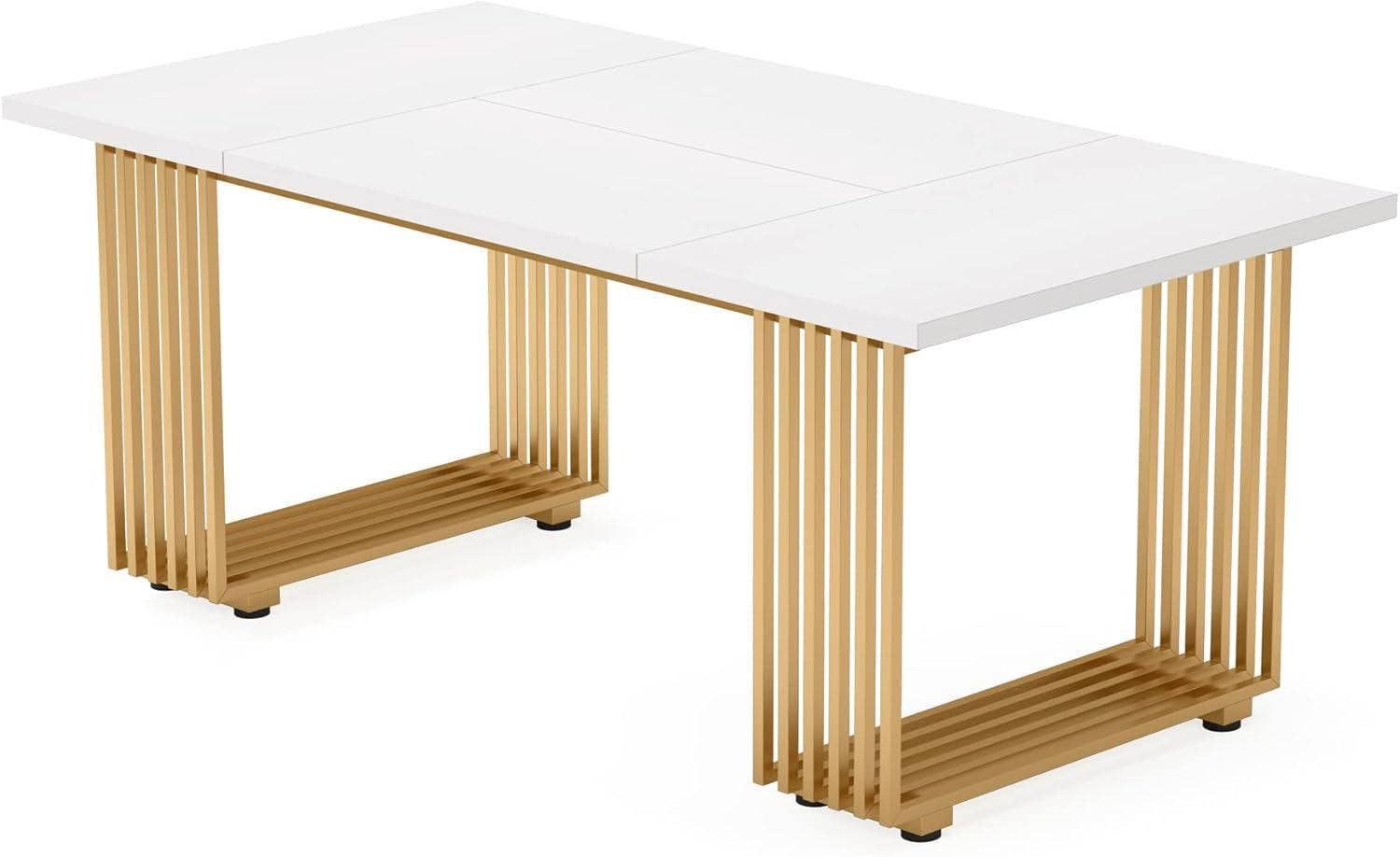ShipItFurniture - Wholesale Side Table - White Gold Wood Dining Table 70 Inch Rectangular For Dining Room8