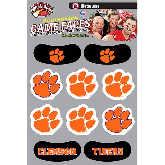 Fanapeel / Gamefaces - Wholesale Temporary Tattoo - Clemson Game Faces® Temporary Tattoos