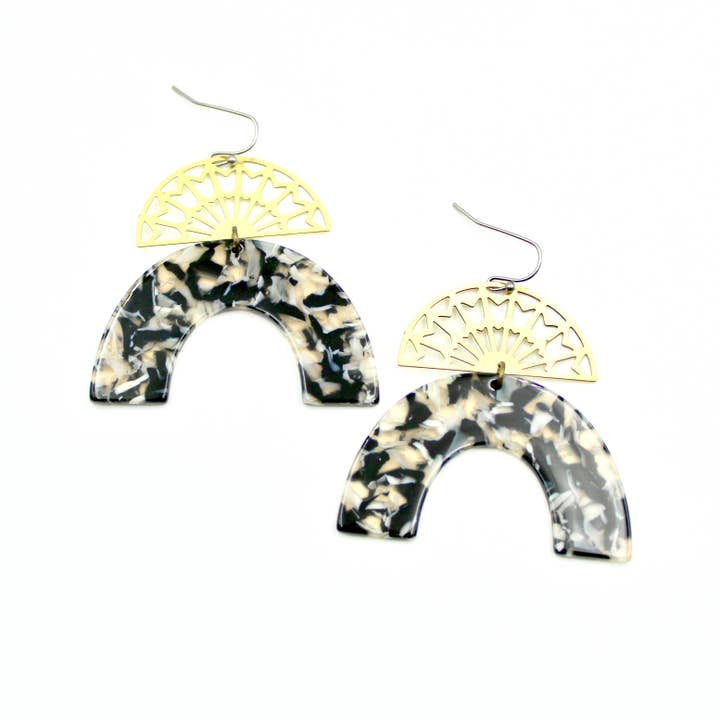 Black Marbled Cutout Earrings for wholesale by Carruthers Jewelry